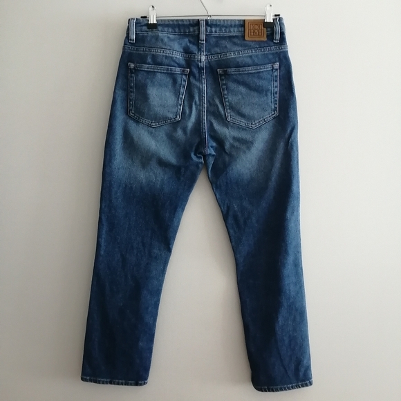 Toteme Straight Leg Mid Rise Ankle Crop Jeans Mid Blue 28 - Picture 4 of 16